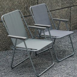 Gr8 Garden Set Of 2 Grey Outdoor Garden Camping Beach Folding Chair - thumbnail 2