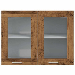 Berkfield Hanging Glass Cabinet Old Wood 80X31X60 Cm Engineered Wood - thumbnail 4