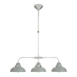 Orsina Grey Chrome Pendant Light With 3 Stainless Steel Shades, Vintage Industrial Ceiling Light For Kitchen Island