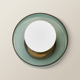 Valuelights Newbury Pair Of Jade Green Glass Ip44 Flush Wall Lights And Bulbs - thumbnail 4