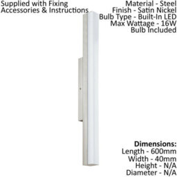 Satin Nickel Wall And Mirror Light With White Plastic Shade And 16W Led Bulb - thumbnail 2