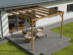 Arbor Garden Solutions Wall-Mounted Wooden Box Pergola, Complete Diy Kit, 3M X 4.8M (Rustic Brown Finish) - thumbnail 4
