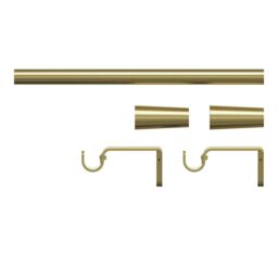 GoodHome Elasa Satin Brass Effect Extendable Cone Single Curtain Pole Set, (L)1200mm-2100mm (Dia)19mm - thumbnail 2