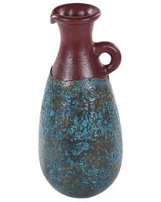 Wyld And Coco Handmade Terracotta Vase 40 Cm - Blue And Brown Distressed Vintage Finish - image 1