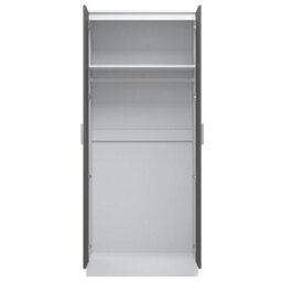 Reflect 2 Door Plain Wardrobe - Grey Gloss & Matt White - Hanging Rails & Shelves - H: 180Cm X W: 76Cm - Modern Sleek Design - thumbnail 8