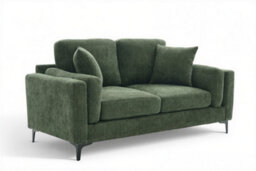 Compact Modern Moss Green 2 Seater Sofa For Living Room Marghera - Plush Chenille - Room Delivery - thumbnail 3