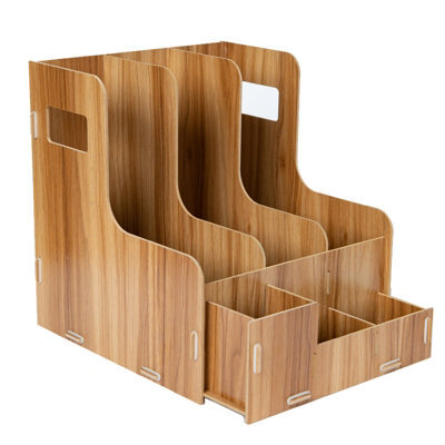 EHC Woodluv Wooden Desk Top Tidy Office Stationery Organizer Office Supplies Rack Home Desk Organiser Holder, 31.5 X 25 X 27(H)Cm - image 1