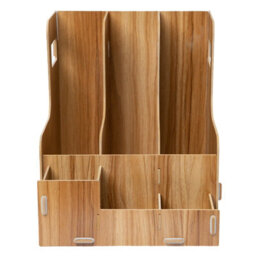 EHC Woodluv Wooden Desk Top Tidy Office Stationery Organizer Office Supplies Rack Home Desk Organiser Holder, 31.5 X 25 X 27(H)Cm - thumbnail 2