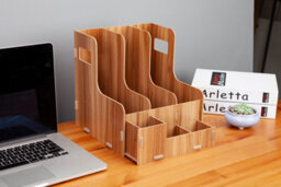 EHC Woodluv Wooden Desk Top Tidy Office Stationery Organizer Office Supplies Rack Home Desk Organiser Holder, 31.5 X 25 X 27(H)Cm - thumbnail 4