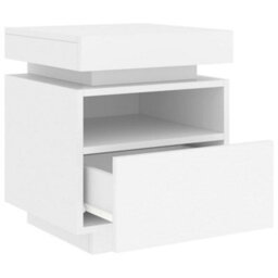 Berkfield Bedside Cabinets With Led Lights 2 Pcs White 40X39X48.5 Cm - thumbnail 7