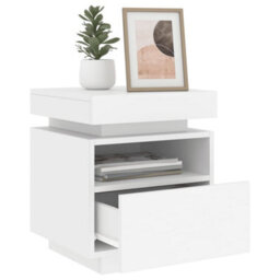 Berkfield Bedside Cabinets With Led Lights 2 Pcs White 40X39X48.5 Cm - thumbnail 4