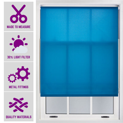 Furnished Made To Measure Day Light Roller Blinds With Metal Fittings - Teal Blind For Home And Office (W)150Cm (L)210Cm