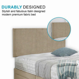 Dining Tables Classic Premium Crushed Velvet Fabric Divan Bed Set With 2 Drawers On Same Side - King - Cream Suede - thumbnail 3