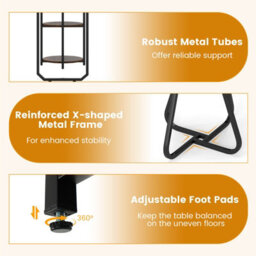 Gainoom Table And 2 Bar Stools Set Table With 2 Shelves Stools With Adjustable Legs Space-Saving Metal And Wood Frame Bar Unit - thumbnail 6