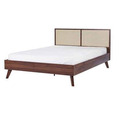 Beliani Bed Rattan Monpazier 140 X 200 Cm (Eu Double) Dark Brown - image 1