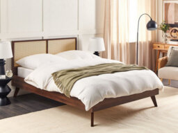 Beliani Bed Rattan Monpazier 140 X 200 Cm (Eu Double) Dark Brown - thumbnail 2