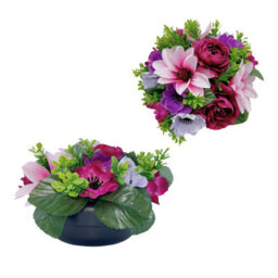 Premium Artificial Grave Flowers - 24Cm Burgundy Dahlia With Camellia Weighted Pot - thumbnail 4