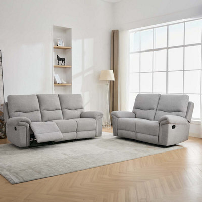More4Homes Fosse 2 + 3  Seater Manual Recliner Fabric Modern Living Sofa Dark Grey - image 1