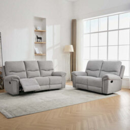More4Homes Fosse 2 + 3  Seater Manual Recliner Fabric Modern Living Sofa Dark Grey - thumbnail 1