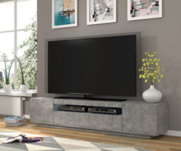 Arte Aura Contemporary Tv Cabinet 3 Doors With Led Lighting Concrete Grey (W)2000mm (H)420mm (D)370mm - thumbnail 1