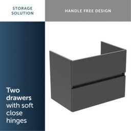 Ideal Standard Eurovit+ 700mm Wall Mounted Vanity Unit With 2 Drawers In Mid Grey - thumbnail 5