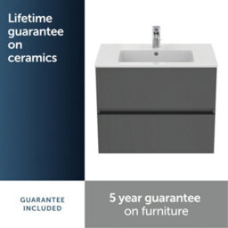 Ideal Standard Eurovit+ 700mm Wall Mounted Vanity Unit With 2 Drawers In Mid Grey - thumbnail 6