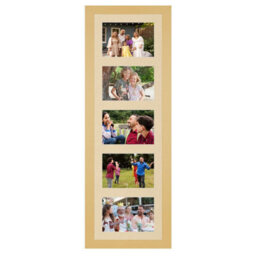 AK Frames 26X8 Mustard Yellow Modern Multi Photo Frame With Ivory Mount - Holds 5 Apertures (5X) 6X4 Photos - thumbnail 1