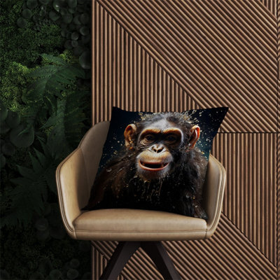 Warren Reed Designer Realistic Monkey Face Splashart Outdoor Cushion 60Cm X 60Cm