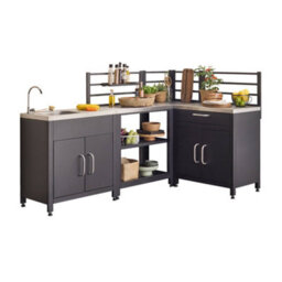 Sweeek - Outdoor Kitchen With 4 Modules In Steel, Unit With Sink, Shelves, Drawers, Storage, Grimaud 4 Modules - thumbnail 2
