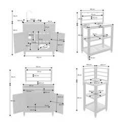 Sweeek - Outdoor Kitchen With 4 Modules In Steel, Unit With Sink, Shelves, Drawers, Storage, Grimaud 4 Modules - thumbnail 5