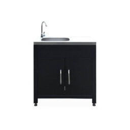 Sweeek - Outdoor Kitchen With 4 Modules In Steel, Unit With Sink, Shelves, Drawers, Storage, Grimaud 4 Modules - thumbnail 6