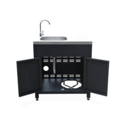 Sweeek - Outdoor Kitchen With 4 Modules In Steel, Unit With Sink, Shelves, Drawers, Storage, Grimaud 4 Modules - thumbnail 7