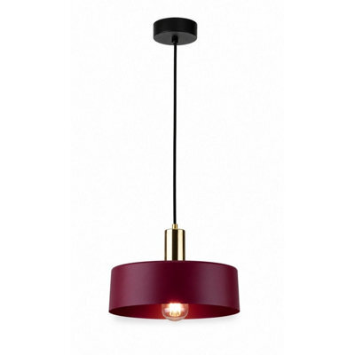 Luminosa Lighting Luminosa Wine Dome Pendant Ceiling Light Black, Burgundy, Gold 1X E27 - image 1