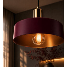 Luminosa Lighting Luminosa Wine Dome Pendant Ceiling Light Black, Burgundy, Gold 1X E27 - thumbnail 2