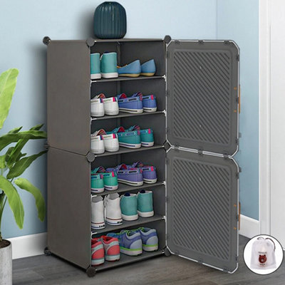6 Tier 2 Doors Large Shoe Rack Shoe Storage Cabinet Shelf Unit Door Hallway Diy Cube Cabinet - image 1