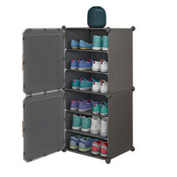 6 Tier 2 Doors Large Shoe Rack Shoe Storage Cabinet Shelf Unit Door Hallway Diy Cube Cabinet - thumbnail 3