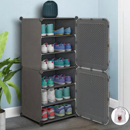 6 Tier 2 Doors Large Shoe Rack Shoe Storage Cabinet Shelf Unit Door Hallway Diy Cube Cabinet - thumbnail 1