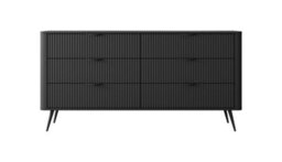 Arte Lante Modern Black Chest Of Drawers 1630mm H810mm D380mm With Six Drawers And Metal Legs - thumbnail 3