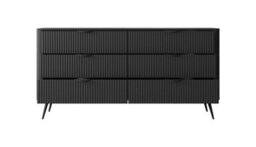 Arte Lante Modern Black Chest Of Drawers 1630mm H810mm D380mm With Six Drawers And Metal Legs - thumbnail 4
