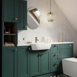 Ashford Matt Kombu Green Double Wall-Mounted Bathroom Cabinet (H)180Cm (W)29.5Cm - thumbnail 2