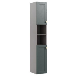 Ashford Matt Kombu Green Double Wall-Mounted Bathroom Cabinet (H)180Cm (W)29.5Cm - thumbnail 1