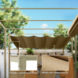 Outsunny 3 X 3(M) Garden Pergola With Retractable Roof, Upf30+, Khaki - thumbnail 6