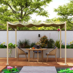 Outsunny 3 X 3(M) Garden Pergola With Retractable Roof, Upf30+, Khaki - thumbnail 8