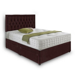 Dining Tables Lisbon Matching Headboard Divan Set, 2 Drawer On Same Side With Sprung 1500 Comfort Mattress - Plush Velvet Mulburry - Double - thumbnail 4