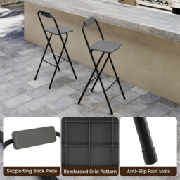 Gainoom Outdoor Folding Barstools Set Of 2 Bar Height Patio Chairs With Backrest And Footrest - thumbnail 8
