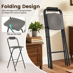 Gainoom Outdoor Folding Barstools Set Of 2 Bar Height Patio Chairs With Backrest And Footrest - thumbnail 7