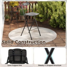 Gainoom Outdoor Folding Barstools Set Of 2 Bar Height Patio Chairs With Backrest And Footrest - thumbnail 9