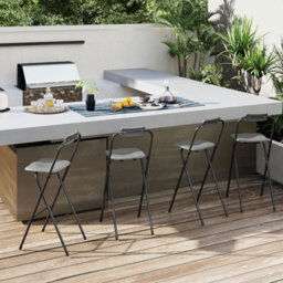 Gainoom Outdoor Folding Barstools Set Of 2 Bar Height Patio Chairs With Backrest And Footrest - thumbnail 4
