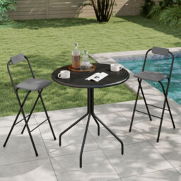 Gainoom Outdoor Folding Barstools Set Of 2 Bar Height Patio Chairs With Backrest And Footrest - thumbnail 3