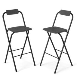 Gainoom Outdoor Folding Barstools Set Of 2 Bar Height Patio Chairs With Backrest And Footrest - thumbnail 1